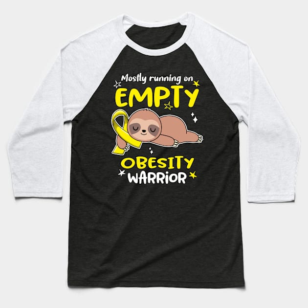 Obesity Awareness Mostly Running On Empty Obesity Warrior Baseball T-Shirt by ThePassion99